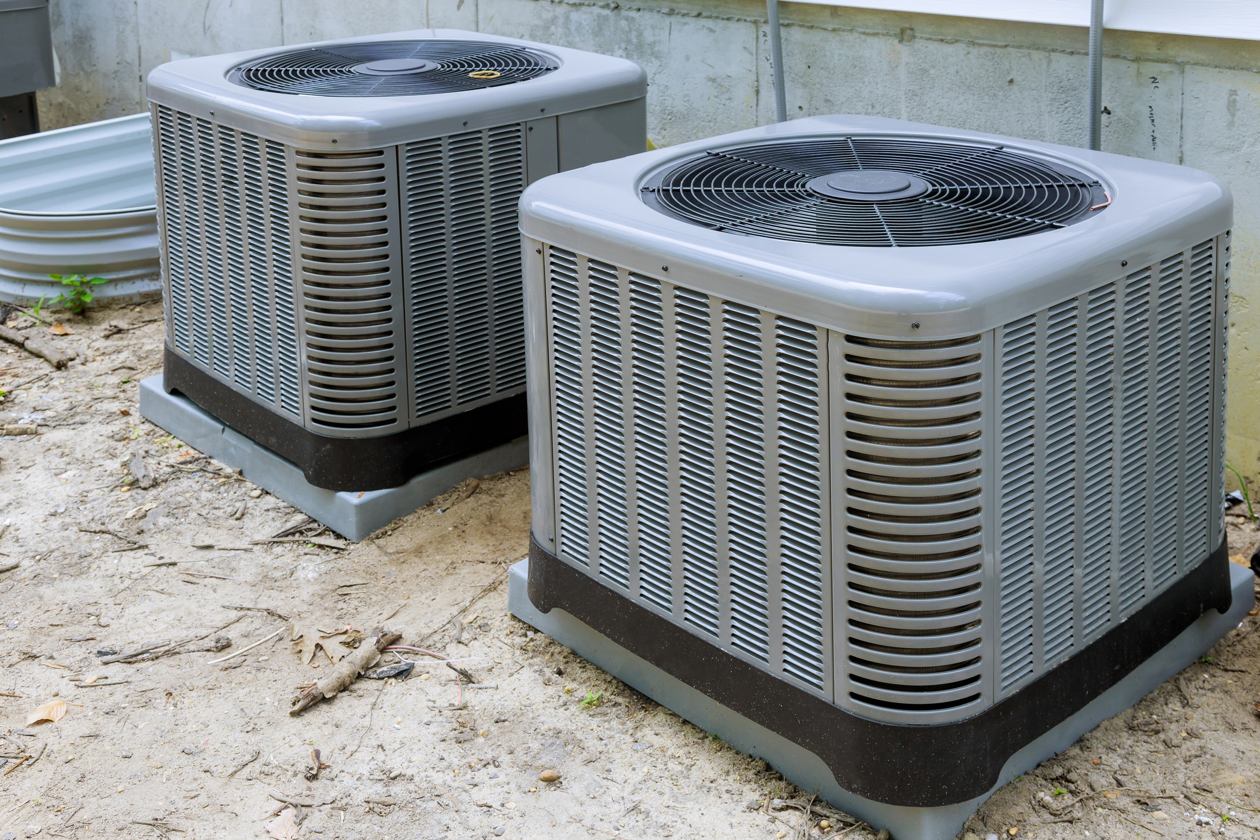 Air conditioning system outside installation on of the house.
